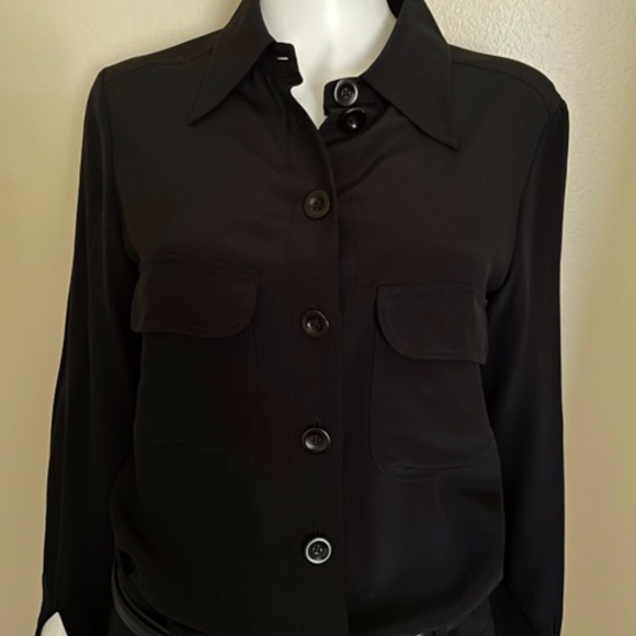 Chloe black button down sheer blouse - Picture 4 of 8